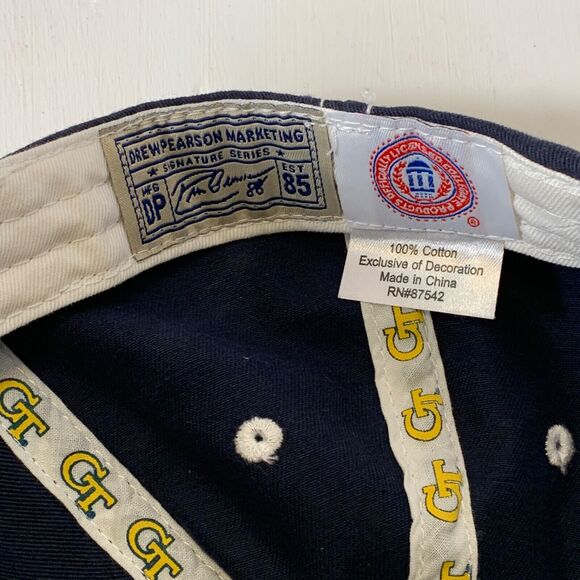 Vintage Georgia Tech Yellow Jackets Blue Hat Cotton Adjustable Rim Drew Pearson - Picture 4 of 7